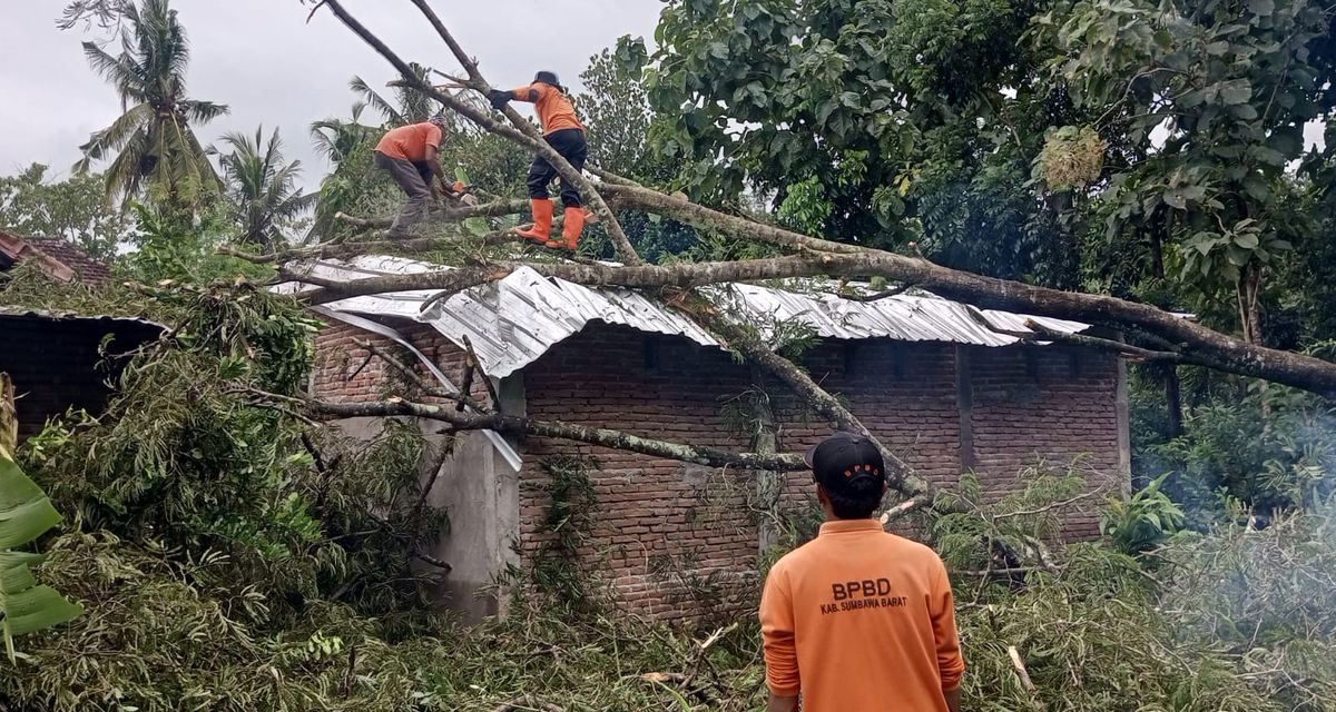 Angin Kencang Terjang Sumbawa Puluhan Rumah Rusak & Roboh